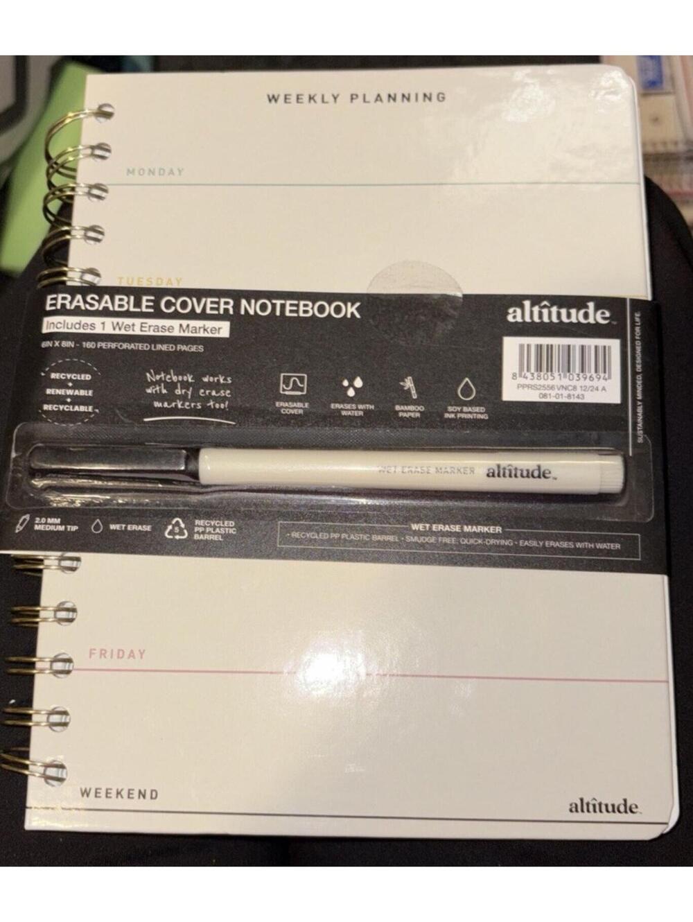 altitude Erasable Cover Notebook Weekly Planning Wet Erase Marker Perforated